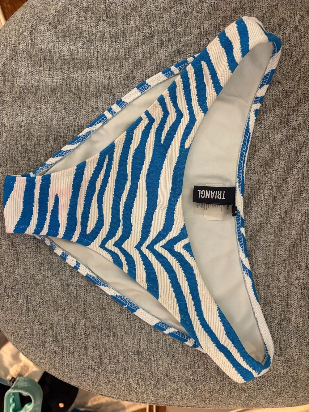triangl swimwear Blue and White Zebra Textured Bikini
